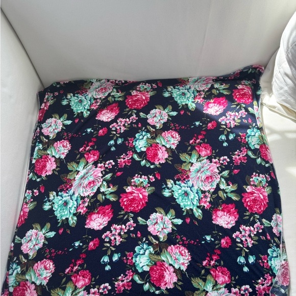 Other - 15. Navy Floral Baby Blanket Lightweight & Soft Knit Photo Newborn Swaddle